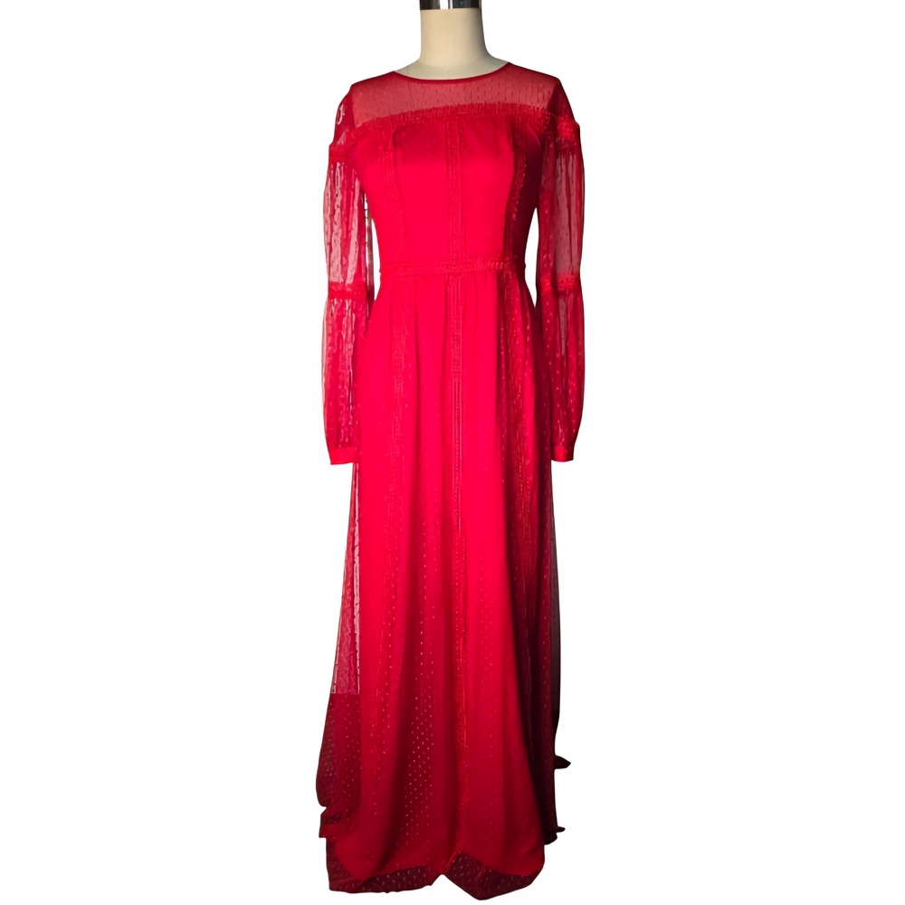 BCBGMaxAzria Red Long Sleeve Gown for Weddings